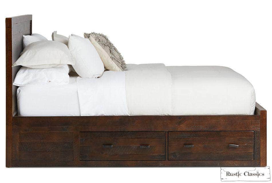 Pending - Rustic Classics Whistler Reclaimed Wood Platform Bed with 4 Storage Drawers in Brown – Available in 2 Sizes