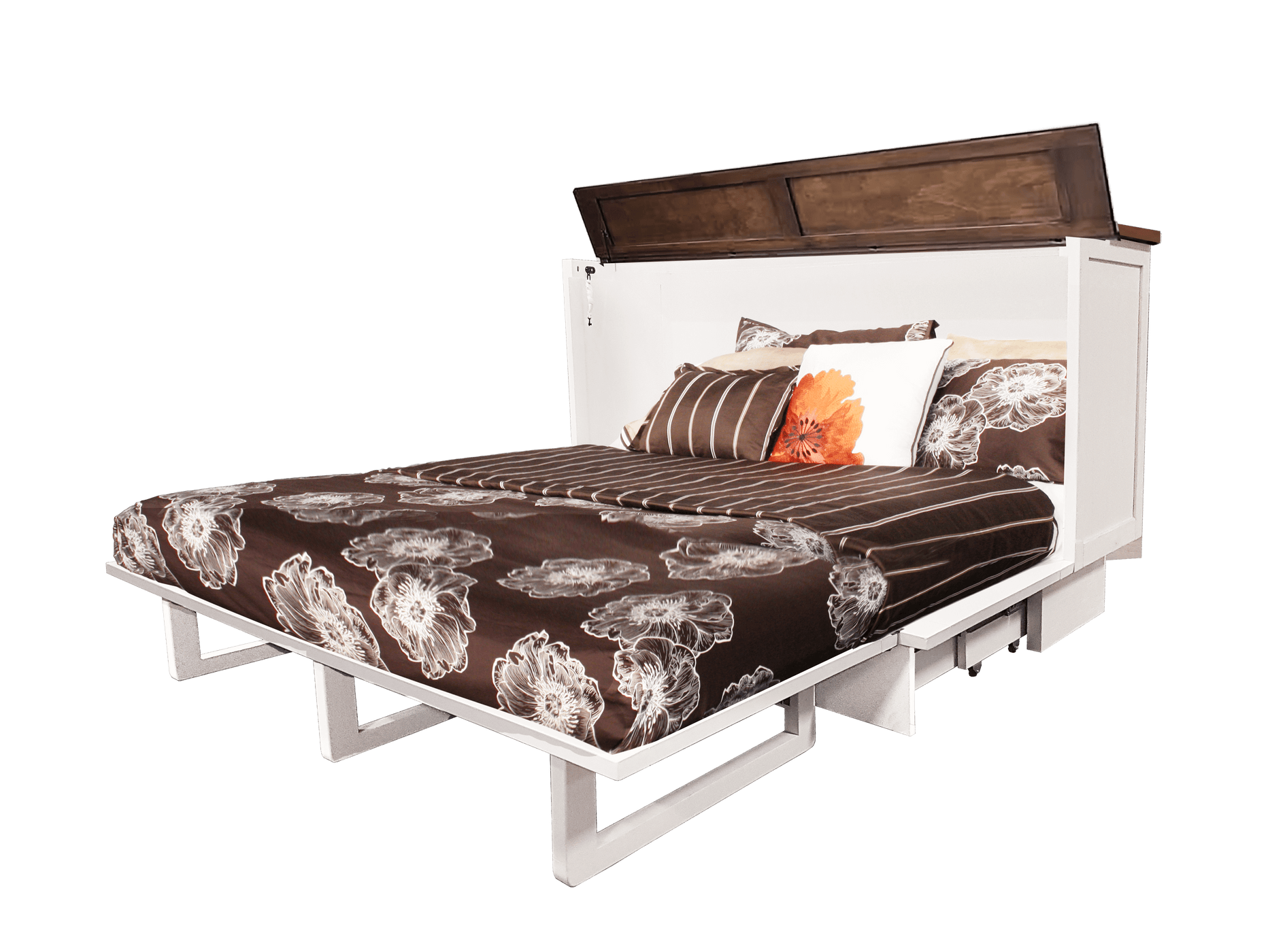 Sleep Chest Cape Cod Murphy Bed in Brushed White and Acacia — Wholesale