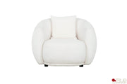 Pending - True Contemporary Archibald 2 Piece Curved Kidney Shaped Sectional Sofa and Chair Set in Wolly Ivory