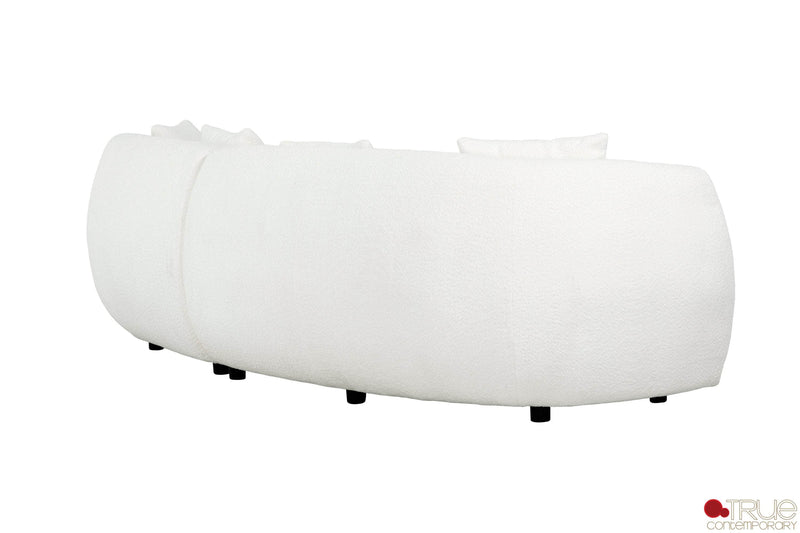Pending - True Contemporary Archibald Curved Kidney Shaped Sectional Sofa in Wolly Ivory