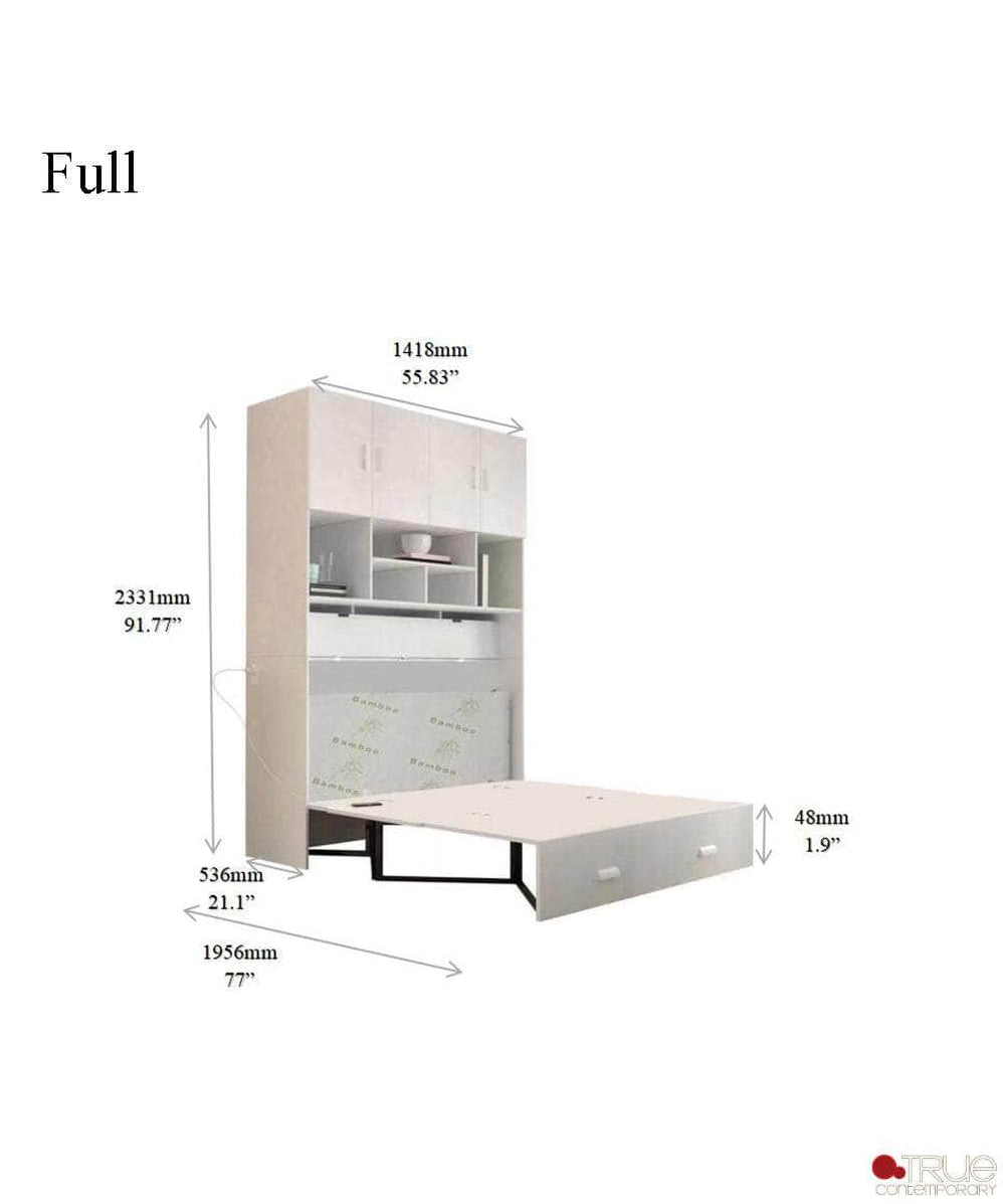 True Contemporary Hyde White Murphy Cube Cabinet Bed with Folding ...
