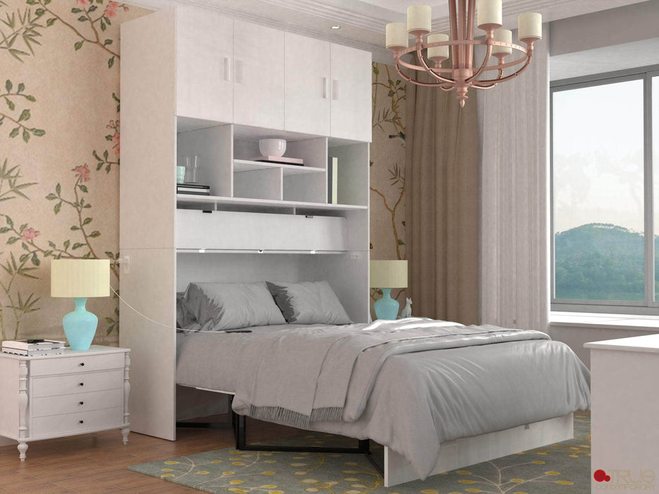 Pending - True Contemporary Testing Bookcase - Hyde White Murphy Cabinet Bed with Gel Memory Foam Mattress - Available in 4 Sizes