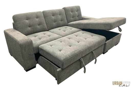 Pending - Urban Cali Coronado Tufted Sleeper Sectional Sofa with Storage Chaise in Nora Grey
