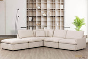 Pending - Urban Cali Long Beach Modular L-Shaped Sectional Sofa with Ottoman in Axel Beige