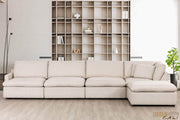 Pending - Urban Cali Right Facing Chaise Long Beach Modular L-Shaped Sectional Sofa with Ottoman in Axel Beige