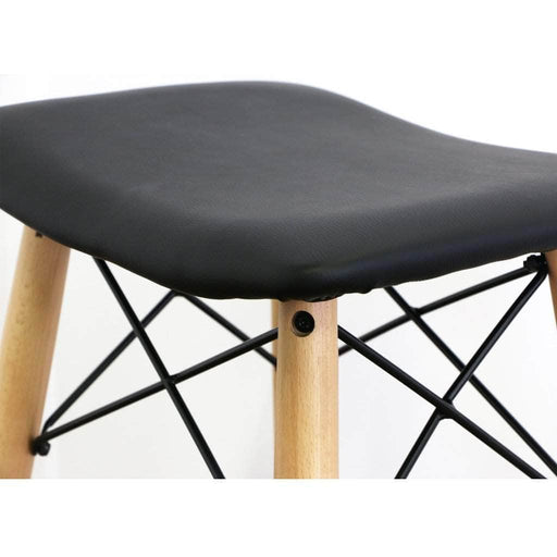 Walker Edison 26" Mid Century Modern Faux Leather Solid Wood Metal Kitchen Counter Height Stool - Black