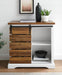 Walker Edison Accent Cabinet 32" Two-Tone Sliding Slat Door Accent Cabinet - Solid White/Reclaimed Barnwood