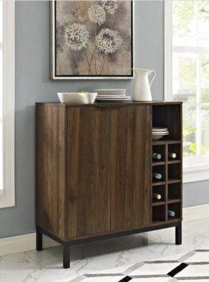 Walker Edison Bar Cabinet 34" Modern Bar Cabinet with Side Wine Storage - Available in 2 Colours