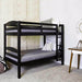 Pending - Walker Edison Bed Black Solid Wood Twin over Twin Bunk Bed - Available in 6 Colours