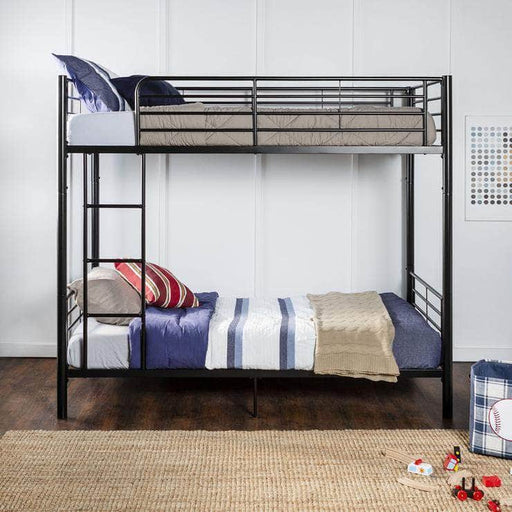 Pending - Walker Edison Bed Premium Metal Twin over Twin Bunk Bed - Available in 3 Colours