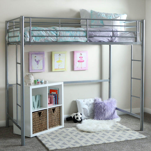 Pending - Walker Edison Bed Silver Premium Metal Twin Loft Bed - Available in 3 Colours