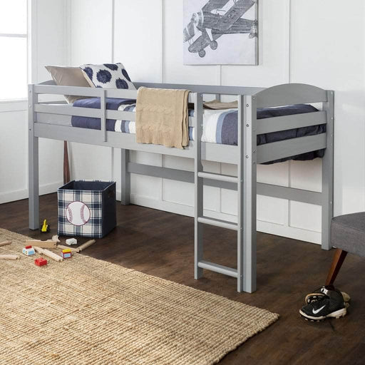 Pending - Walker Edison Bed Solid Wood Low Loft Twin Bed - Grey