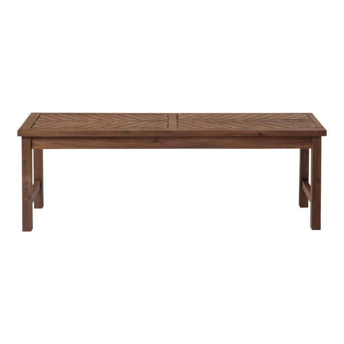 Pending - Walker Edison Bench Dark Brown 53" Modern Patio Dining Bench - Available in 2 Colours
