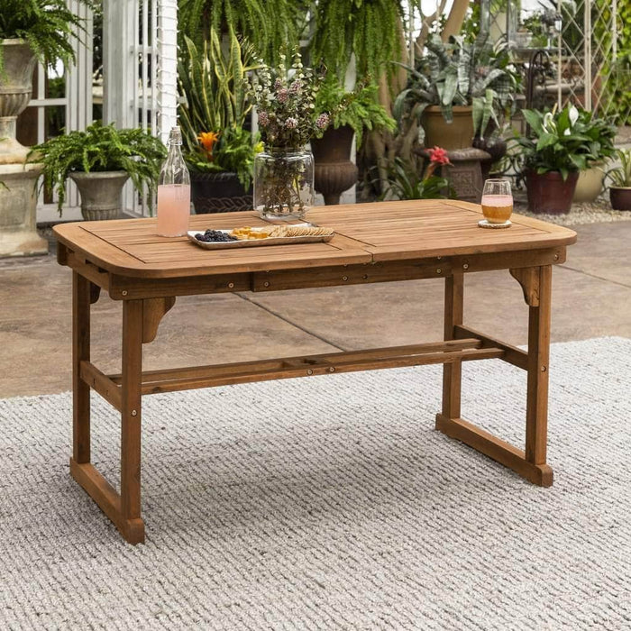 Pending - Walker Edison Brown Acacia Wood Outdoor Patio Butterfly Dining Table - Available in 2 Colours