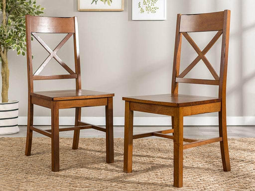 Pending - Walker Edison Chair Antique Brown Wood Dining Chairs, Set of 2 - Available in 2 Colours