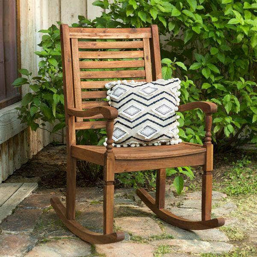Pending - Walker Edison Chair Brown Solid Acacia Wood Outdoor Patio Rocking Chair - Available in 2 Colours