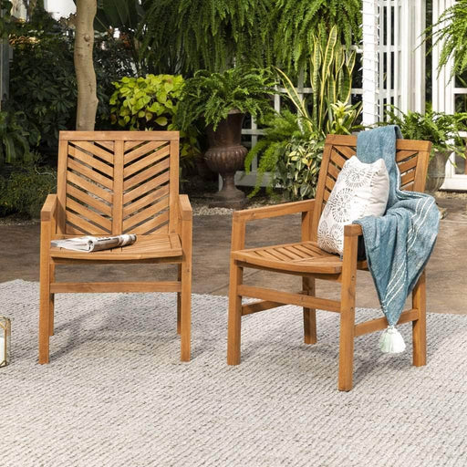 Pending - Walker Edison Chair Patio Wood Chairs, Set of 2 - Available in 2 Colours