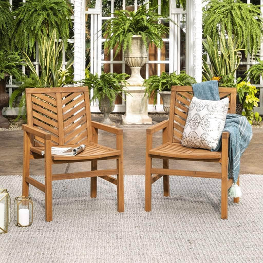 Pending - Walker Edison Chair Patio Wood Chairs, Set of 2 - Available in 2 Colours