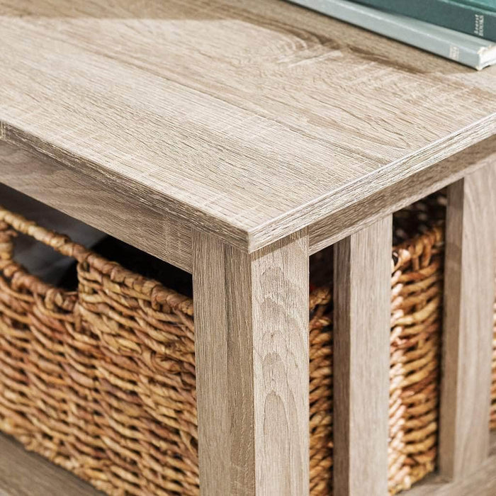 Pending - Walker Edison Coffee Table Storage Coffee Table with Baskets - Available in 2 Colours