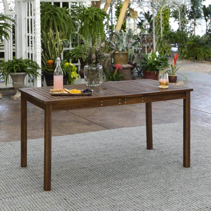 Pending - Walker Edison Dark Brown 60" Simple Outdoor Patio Dining Table - Available in 2 Colours
