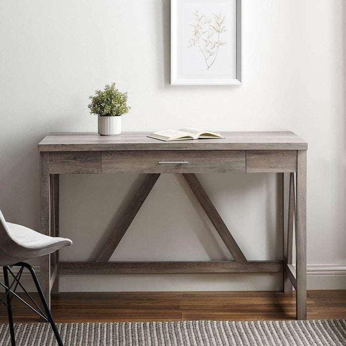 Pending - Walker Edison Desk 46" A Frame Modern Farmhouse Wood Computer Desk with Drawer - Available in 3 Colours