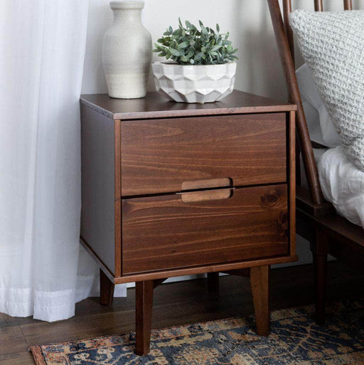 Walker Edison Nightstand 2 Drawer Groove Handle Wood Nightstand - Available in 3 Colours