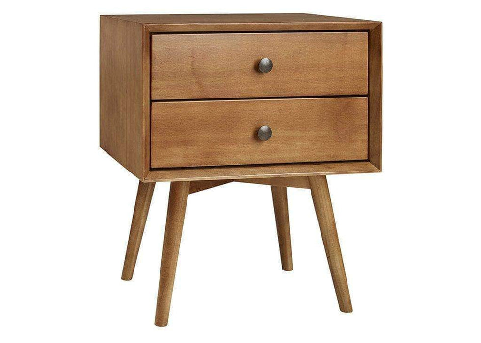 Pending - Walker Edison Nightstand Caramel Mid Century 2 Drawer Solid Wood Nightstand - Available in 2 Colours