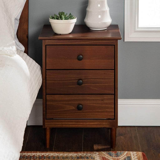 Pending - Walker Edison Nightstand Walnut Modern 3 Drawer Nightstand - Available in 3 Colours