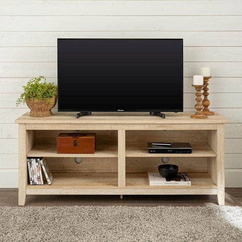 Pending - Walker Edison TV Stand 58" Simple Wood TV Stand - White Oak