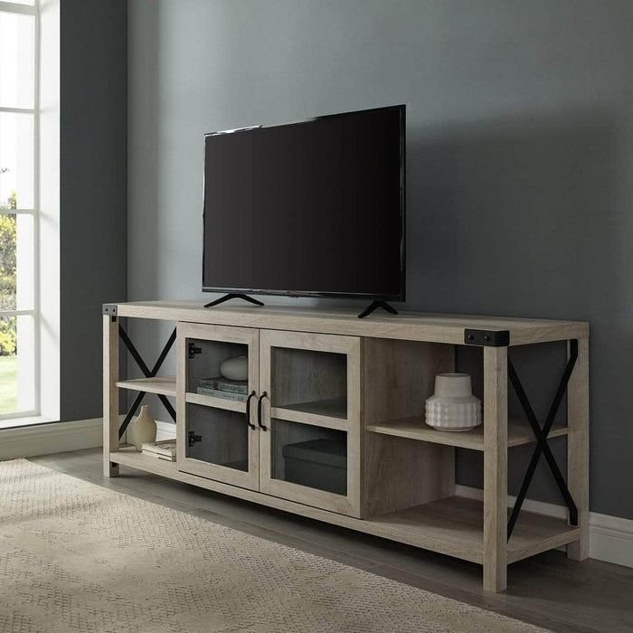 Pending - Walker Edison TV Stand 70" Farmhouse Metal X TV Stand - Available in 3 Colours