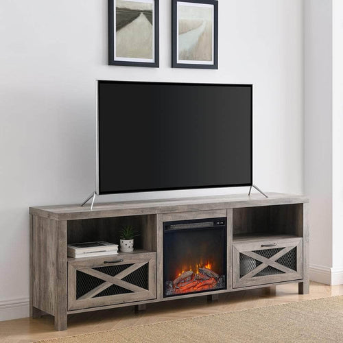 Pending - Walker Edison TV Stand 70" Rustic Farmhouse Fireplace TV Stand - Available in 2 Colours