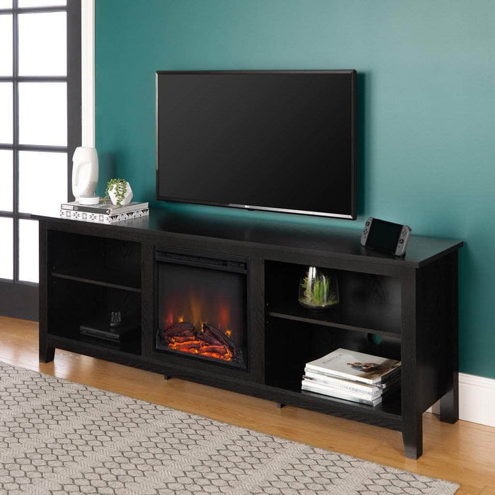 Pending - Walker Edison TV Stand Essential 70" Rustic Farmhouse Electric Fireplace Wood TV Stand - Available in 3 Colours