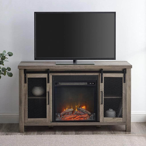 Pending - Walker Edison TV Stand Grant 48" Rustic Farmhouse Fireplace TV Stand - Available in 2 Colours