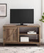 Pending - Walker Edison TV Stand Rustic Oak 44" Asymmetrical Barn Door Farmhouse TV Stand - Available in 3 Colours