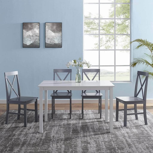 Pending - Walker Edison White/Grey 5-Piece Solid Wood Farmhouse Dining Set - Available in 2 Colours