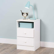 Prepac Astrid 2-Drawer Nightstand with Acrylic Knobs in White 