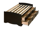 Prepac Bed Black Tall Twin Captain's Platform Storage Bed with 6 Drawers - Multiple Options Available