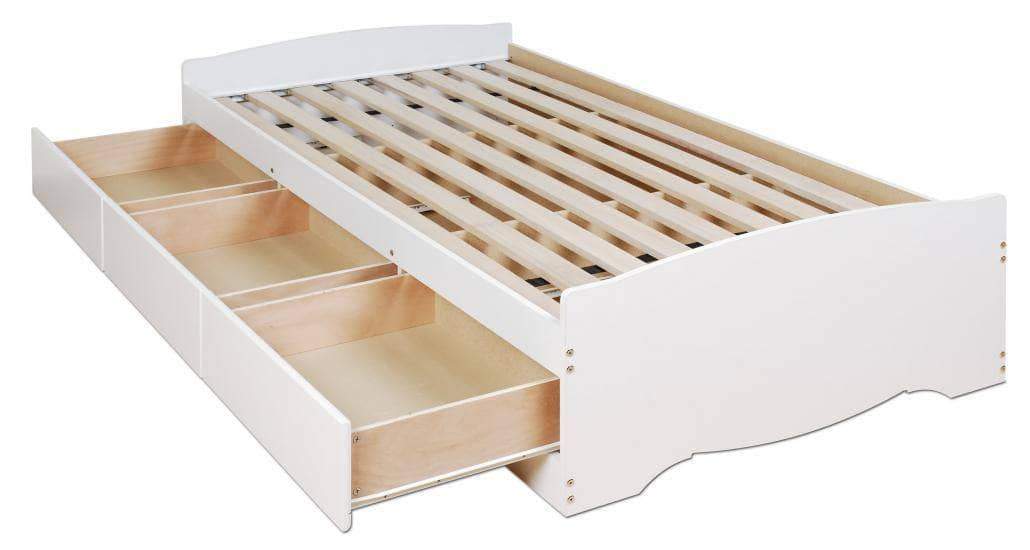 Prepac Bed White Twin Mate's Platform Storage Bed with 3 Drawers - Multiple Options Available