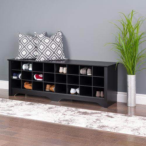 Prepac Black 24 pair Shoe Storage Cubby Bench - Multiple Options Available