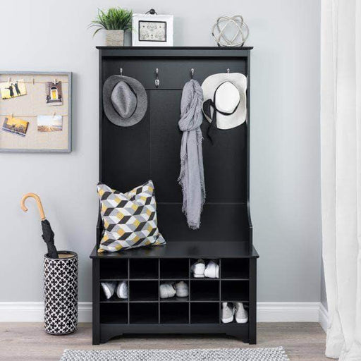 Prepac Black Hall Tree with Shoe Storage - Multiple Options Available