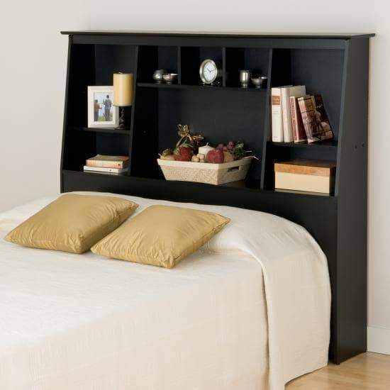 Prepac Bookcase Storage Headboards Black Full/Queen Tall Slant-Back Bookcase Headboard - Multiple Options Available