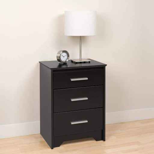 Prepac Coal Harbor Bedroom Black Coal Harbor 3 Drawer Tall Nightstand - Multiple Options Available