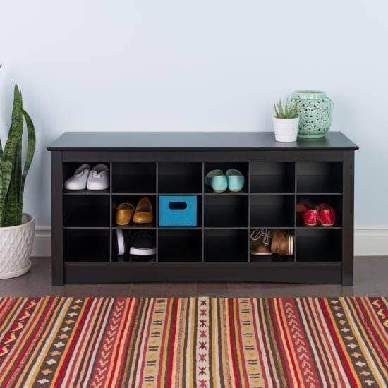 Prepac Entryway Black 18 Shoe Cubbie Bench - Multiple Options Available