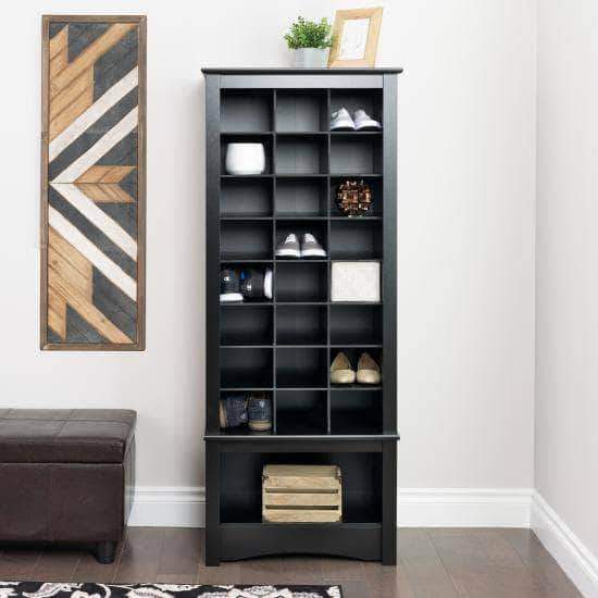 Prepac Entryway Black Tall Shoe Cubbie Cabinet - Multiple Options Available