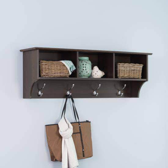 Prepac Entryway Espresso 48 Inch Wide Hanging Entryway Shelf - Multiple Options Available