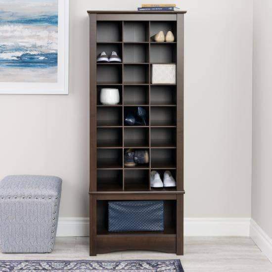 Prepac Entryway Espresso Tall Shoe Cubbie Cabinet - Multiple Options Available