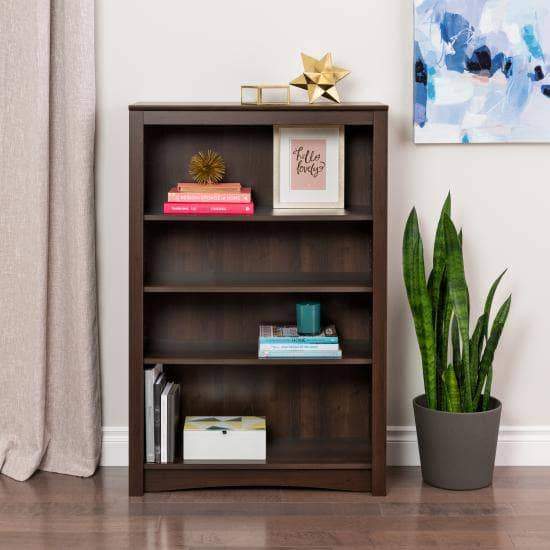 Prepac Home Office Espresso Four Shelf Bookcase - Multiple Options Available