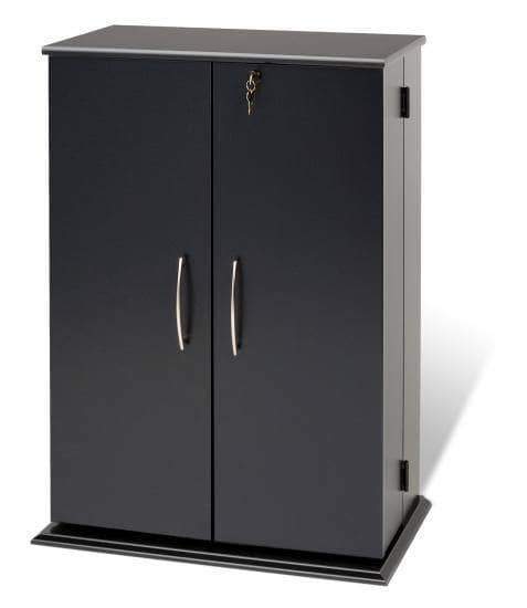 Prepac Multimedia Storage Black Locking Media Storage Cabinet