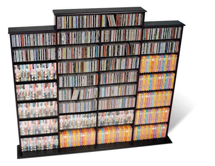 Prepac Multimedia Storage Black Quad Width Wall Storage