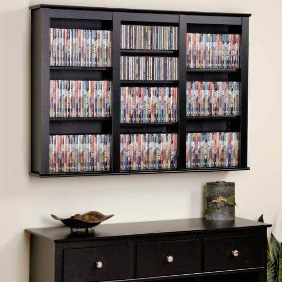 Prepac Multimedia Storage Black Triple Wall Mounted Storage - Multiple Options Available